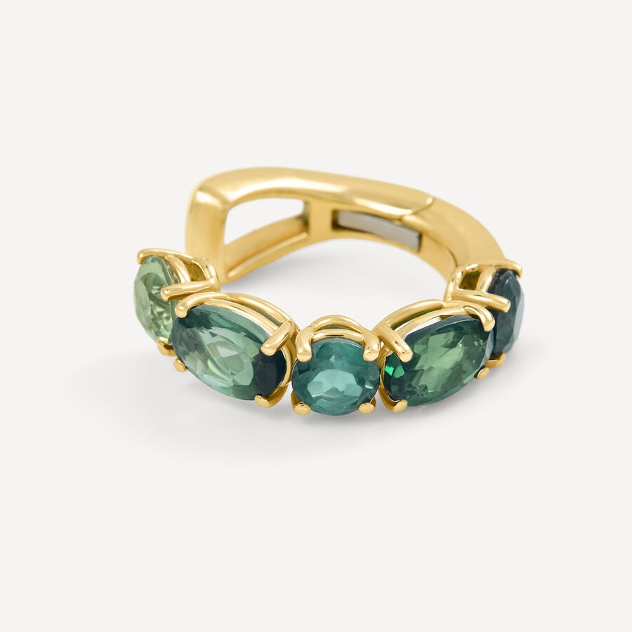 goldener ohrclip mit turmalin peridot und chromdiopsid tous atelier