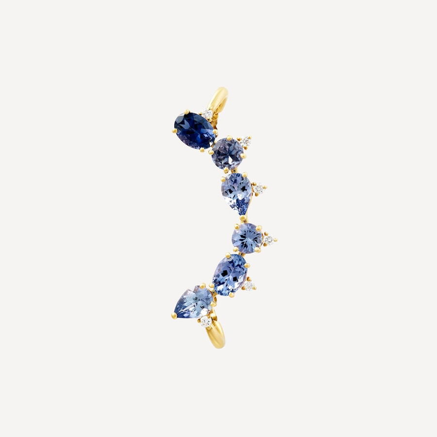 goldener ohrclip mit tansanit iolith und diamanten tous atelier