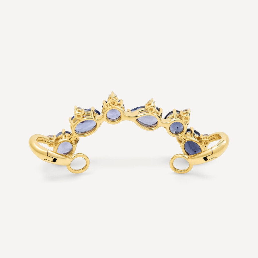 goldener ohrclip mit tansanit iolith und diamanten tous atelier