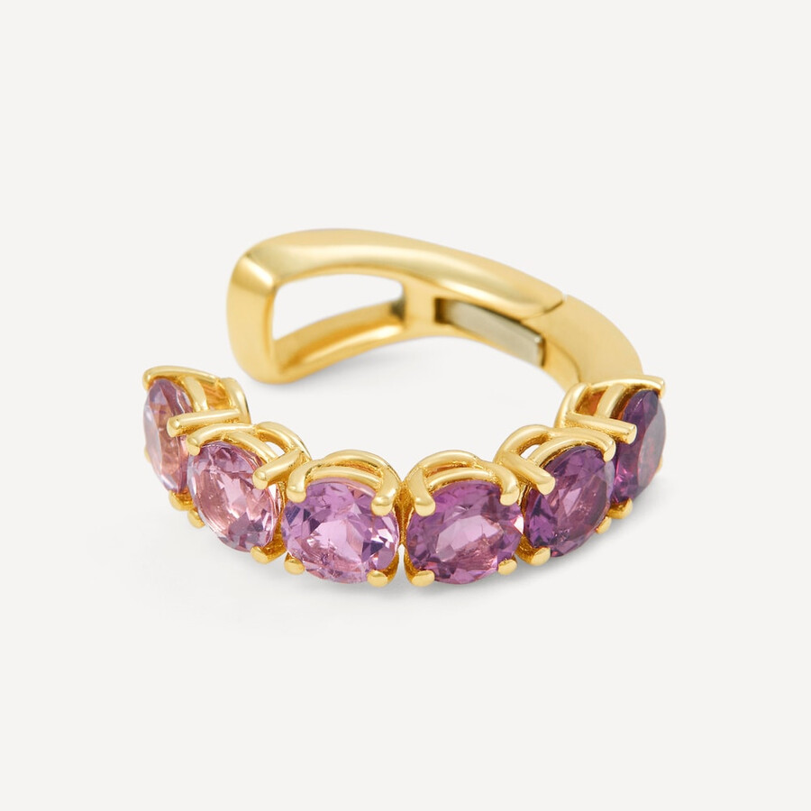 goldener ohrclip mit turmalin und rhodolith tous atelier