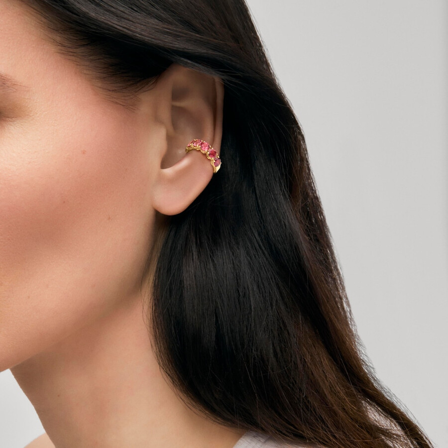 goldener ohrclip mit turmalin und rhodolith tous atelier