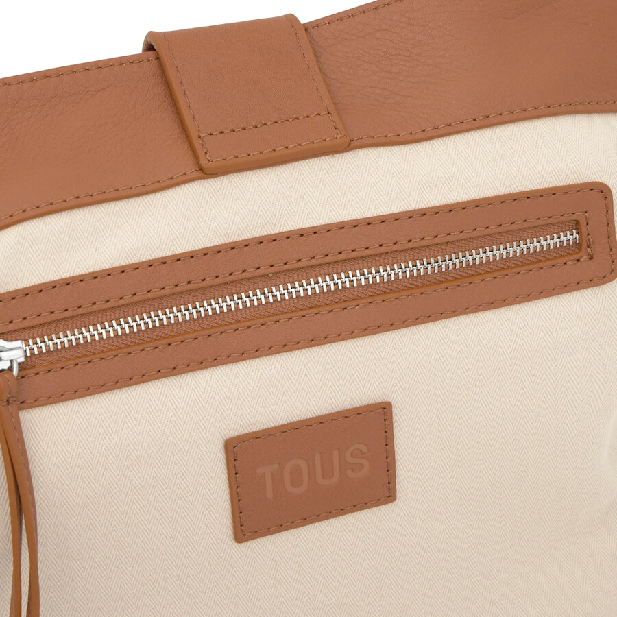 mittelgroße kamelfarbene leder-schultertasche tous hold