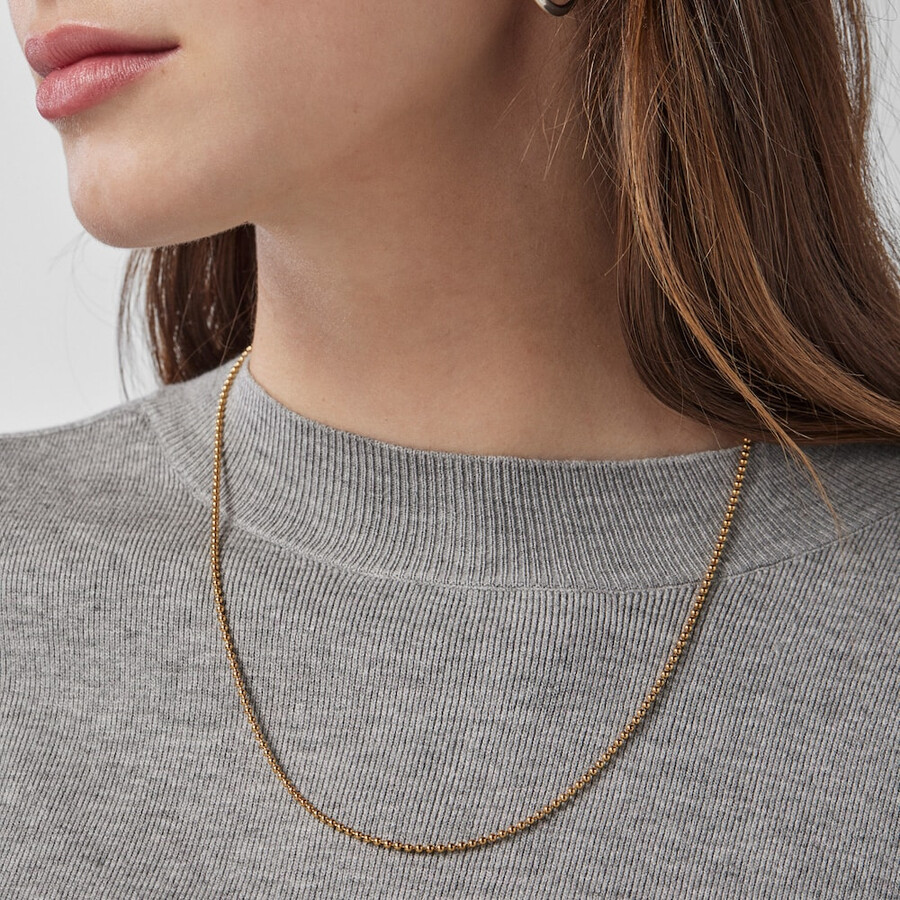 mittellange kette mit 18-karätiger vergoldung auf silber mit 18 mm kugeln länge 50 cm.