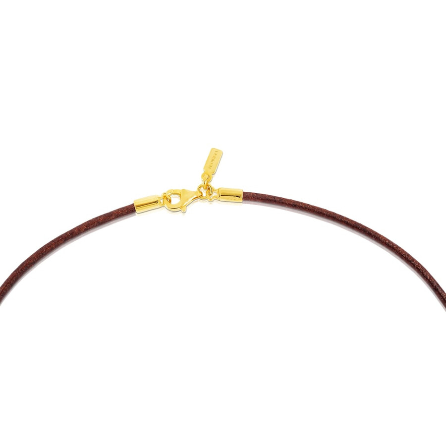 2 mm braunes lederchoker mit verschluss 18-karätige vergoldung auf silber 40 cm lang tous chokers