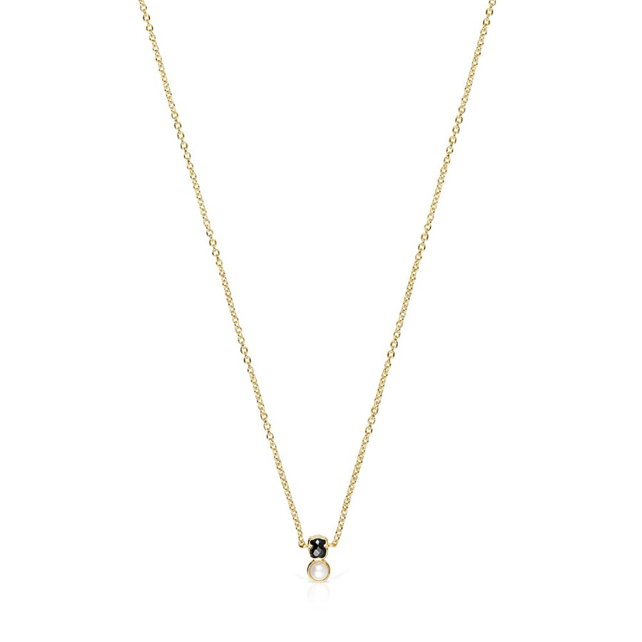 halskette „glory aus silbervergoldetem metall mit onyx und perle