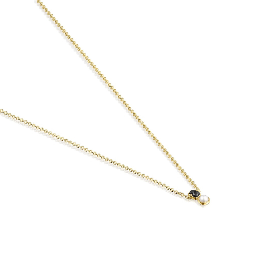 halskette „glory aus silbervergoldetem metall mit onyx und perle