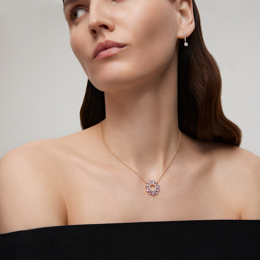 halskette aus gold mit diamanten und amethyst von tous atelier