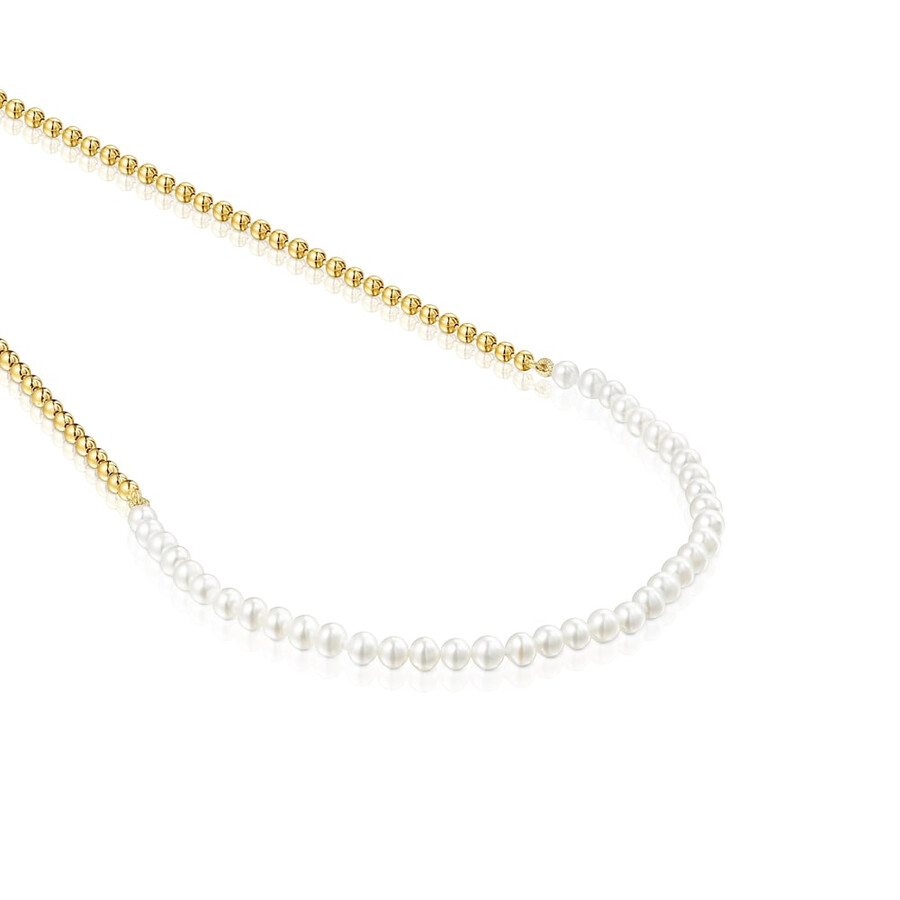 silber-vergoldetes hochglanz-choker mit perlen