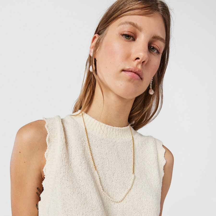 silber-vergoldetes hochglanz-choker mit perlen