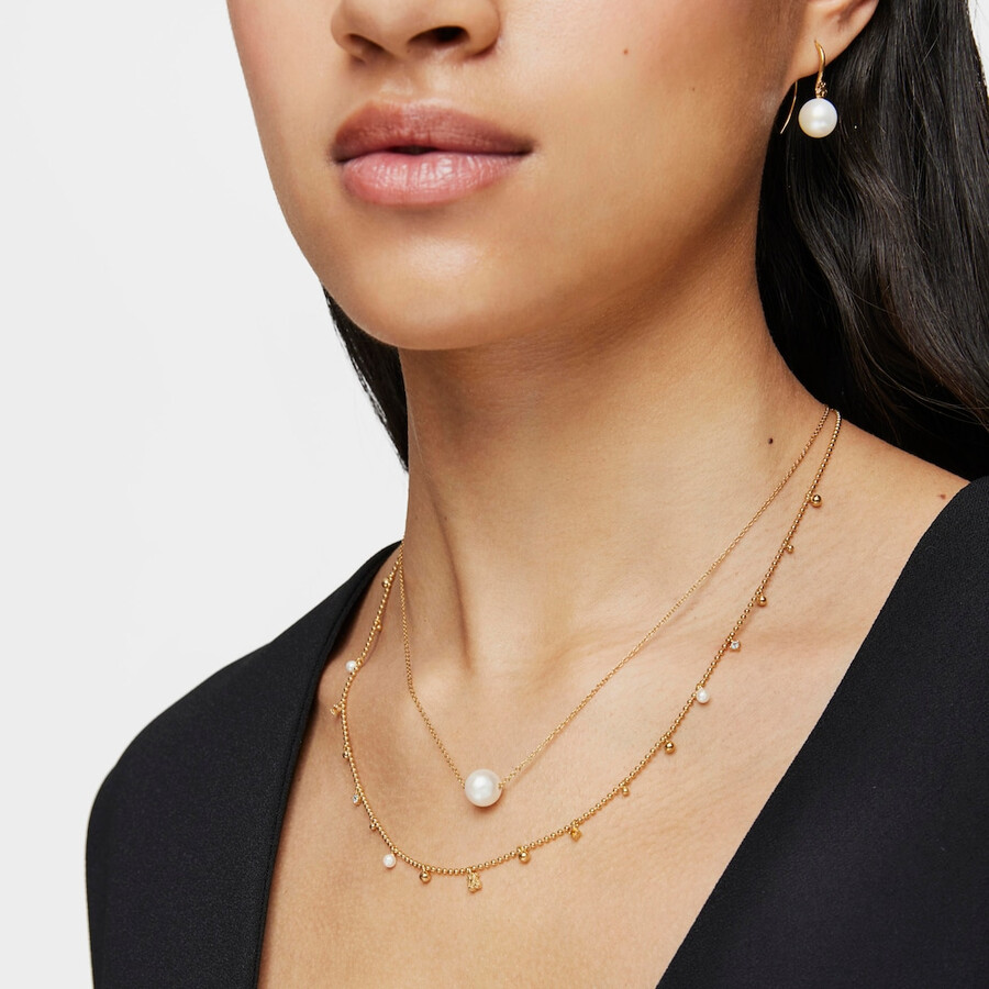 silber-vermeil glänzende halskette mit perle