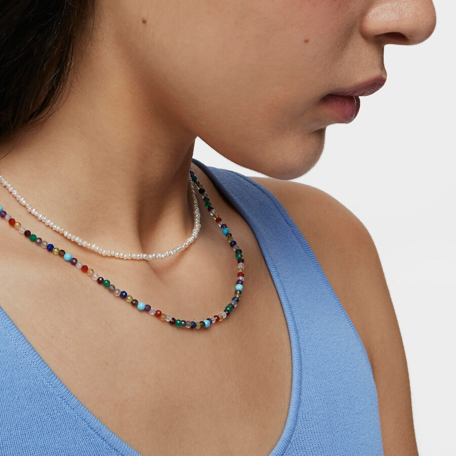 tous good vibes choker aus silberversilbertem metall mit edelsteinen