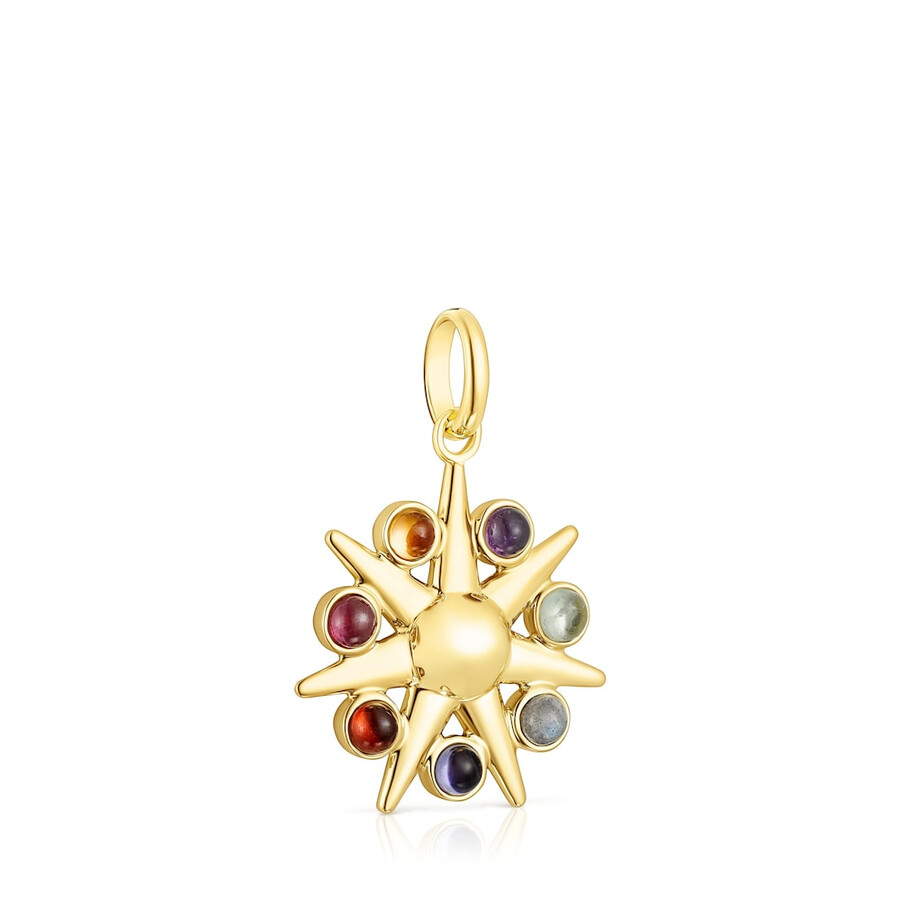 silber-vermeil-anhänger „magic nature sun mit edelsteinen