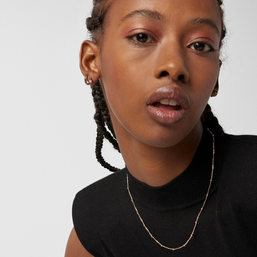 choker mit 18-karätiger roségoldplattierung über silber und kugeln tous-kette