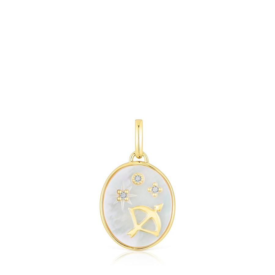 schütze-anhänger aus vergoldetem silber mit perlmutt und topasen tous horoskop