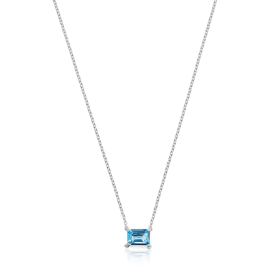 silberfarbene pillenkette mit topas