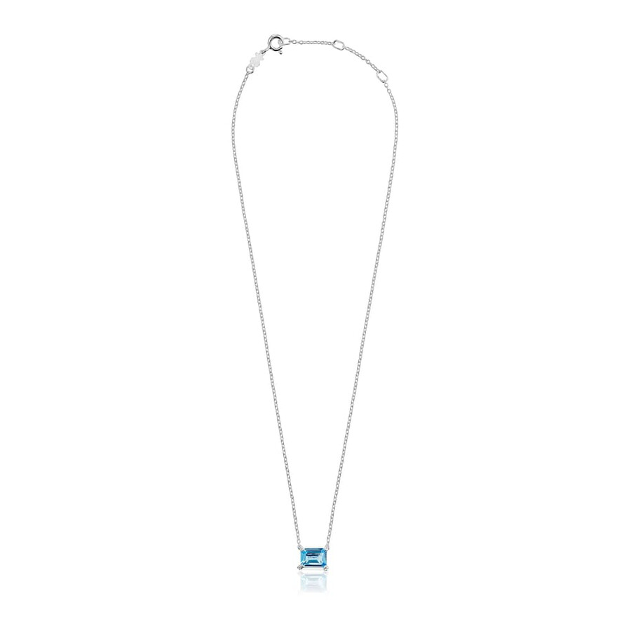 silberfarbene pillenkette mit topas