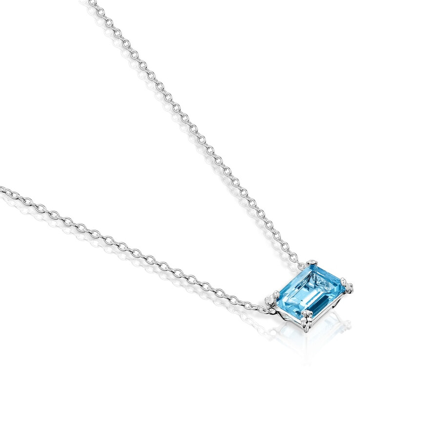 silberfarbene pillenkette mit topas