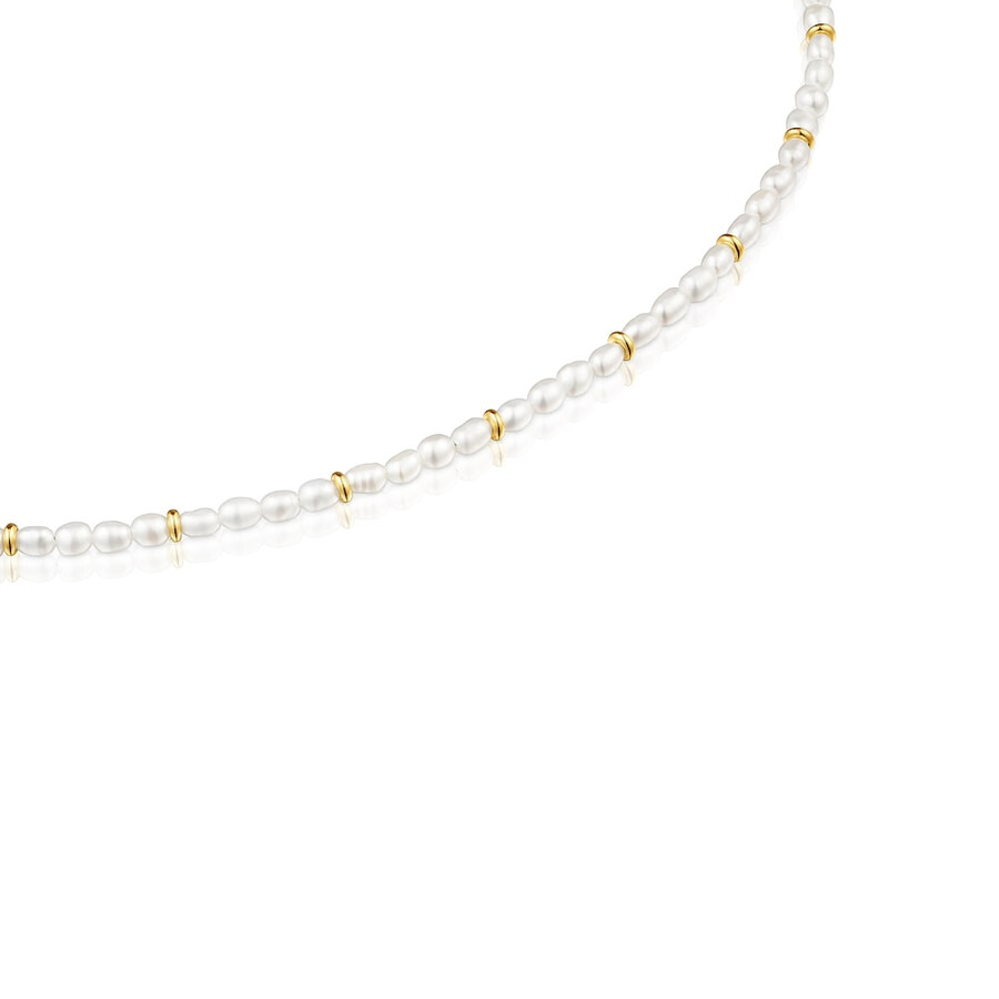 choker mit 18-karätiger vergoldung auf silber und zuchtperlen glänzend