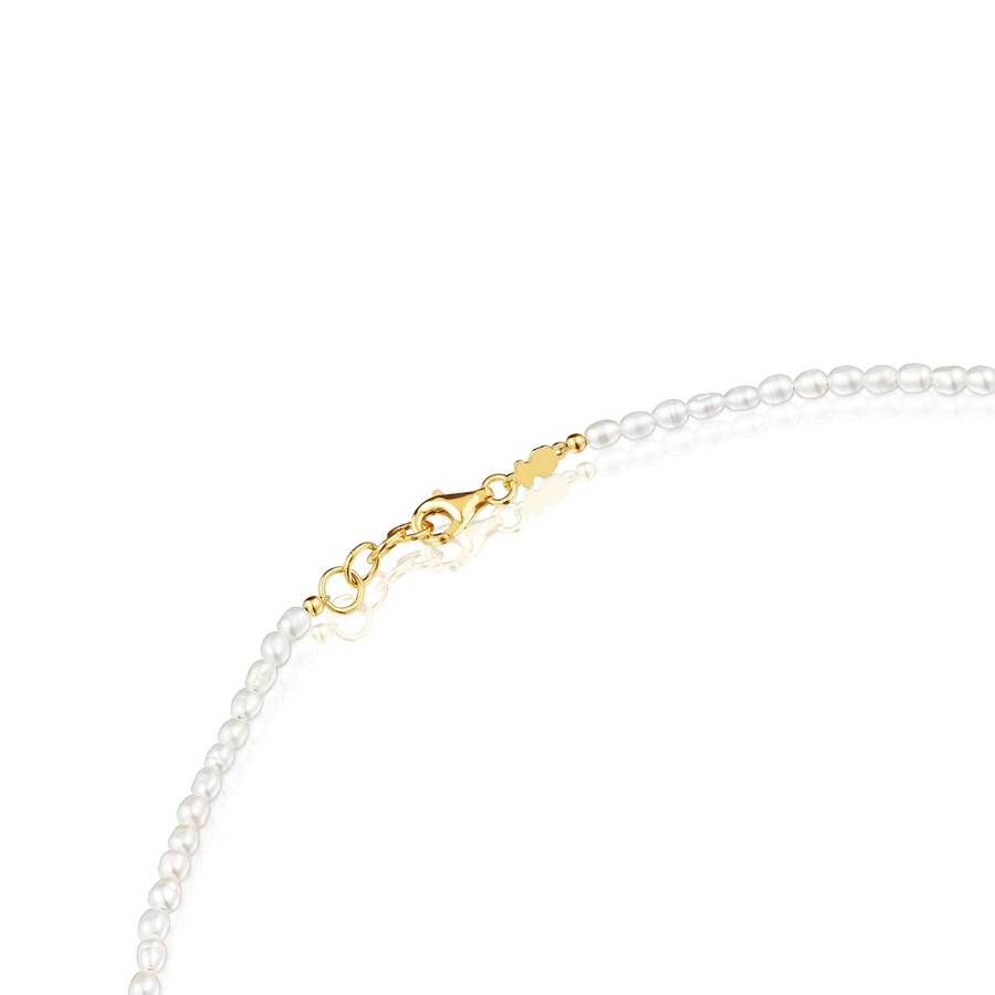 choker mit 18-karätiger vergoldung auf silber und zuchtperlen glänzend