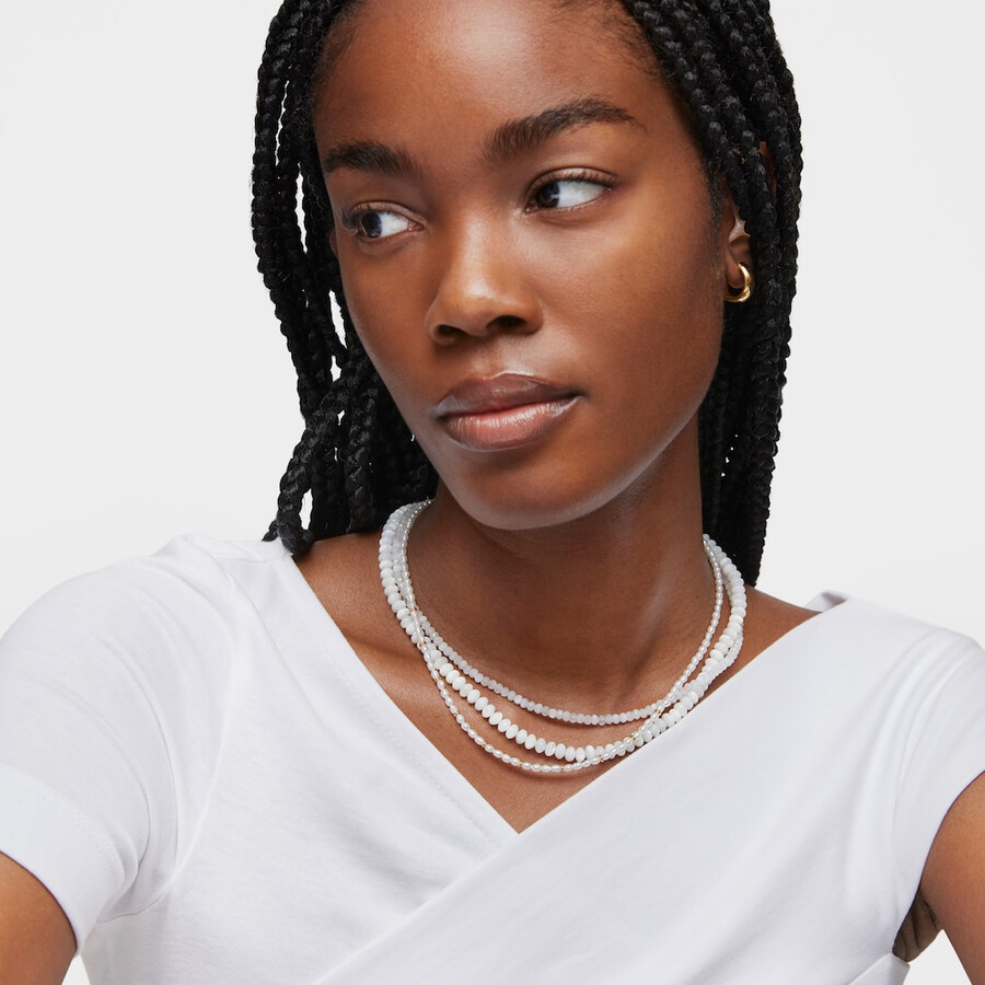 choker mit 18-karätiger vergoldung auf silber und zuchtperlen glänzend