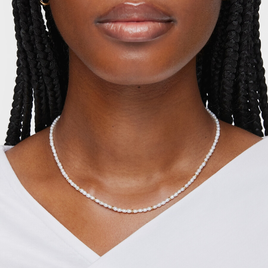 choker mit 18-karätiger vergoldung auf silber und zuchtperlen glänzend