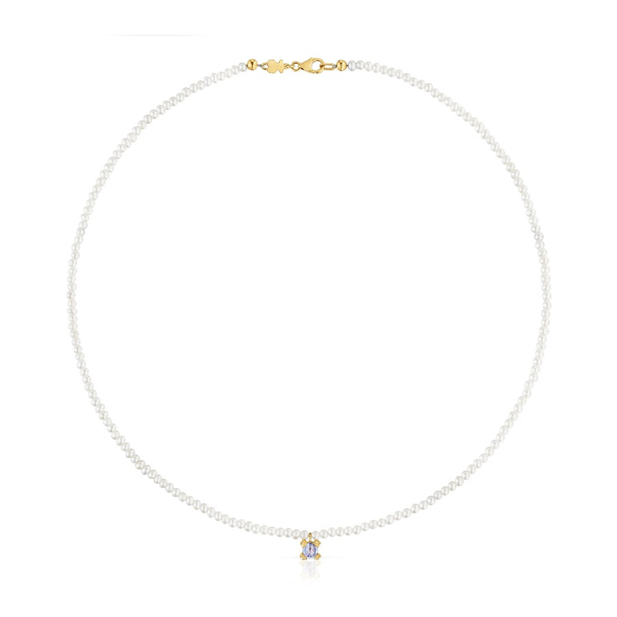 choker aus zuchtperlen gold und tansanit farbpillen