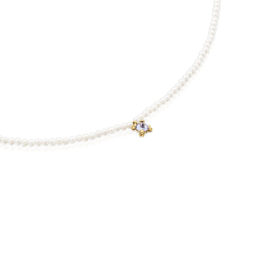 choker aus zuchtperlen gold und tansanit farbpillen