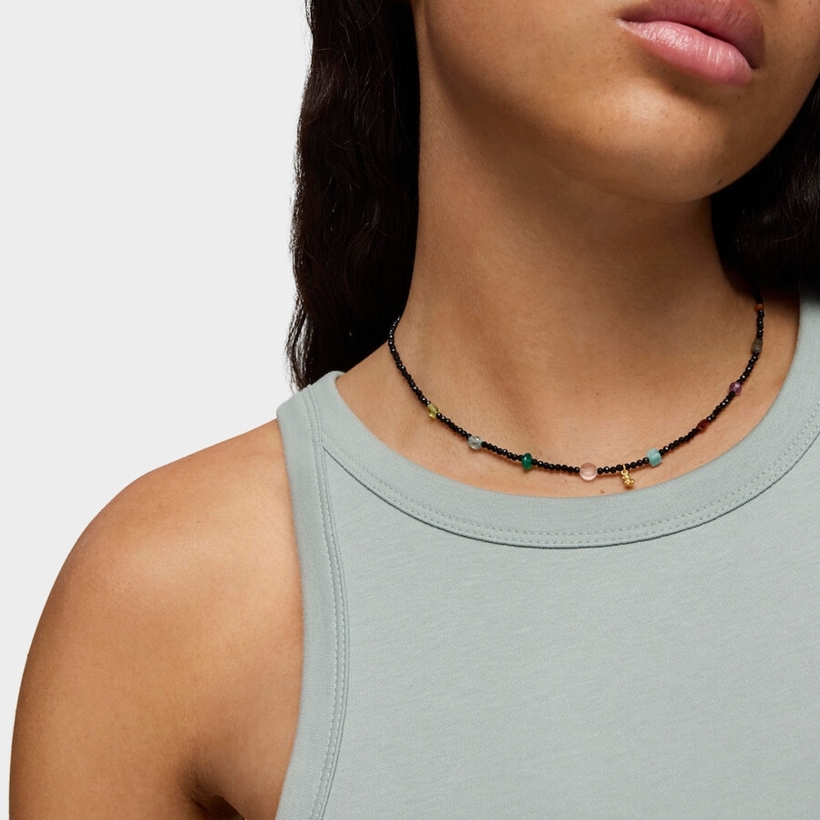 bold bear choker mit 18-karätiger vergoldung auf silber onyx und edelsteinen