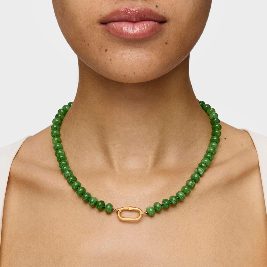 ovaler choker mit 18-karätiger vergoldung auf silber und grünem quarzit