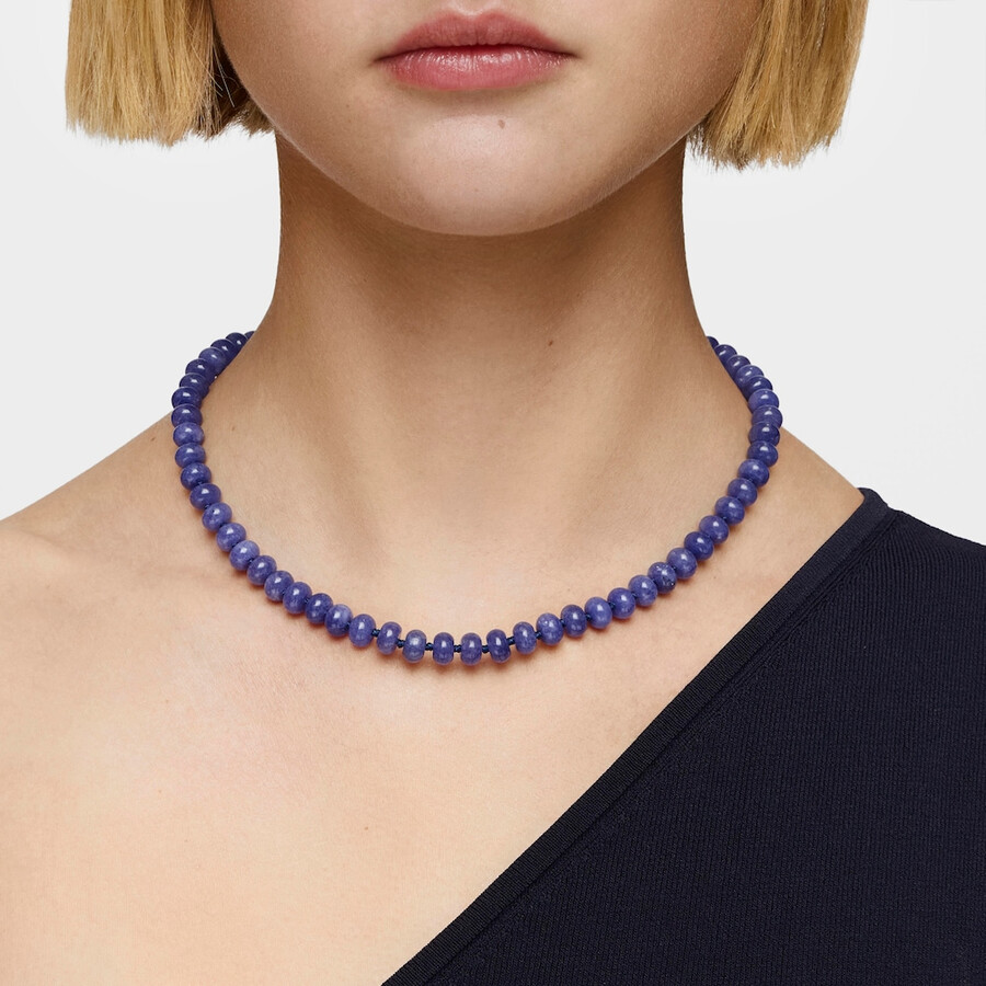 ovaler choker mit 18-karätiger vergoldung auf silber und blauem quarzit