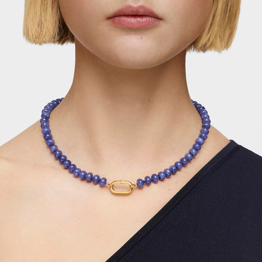 ovaler choker mit 18-karätiger vergoldung auf silber und blauem quarzit