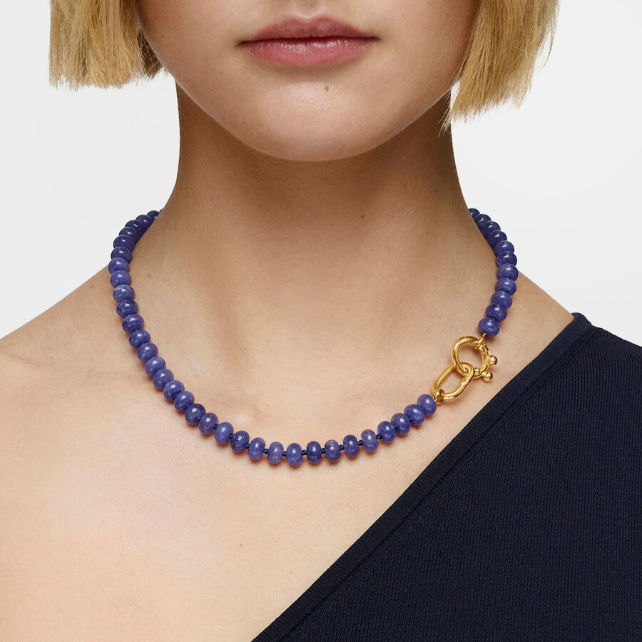 ovaler choker mit 18-karätiger vergoldung auf silber und blauem quarzit