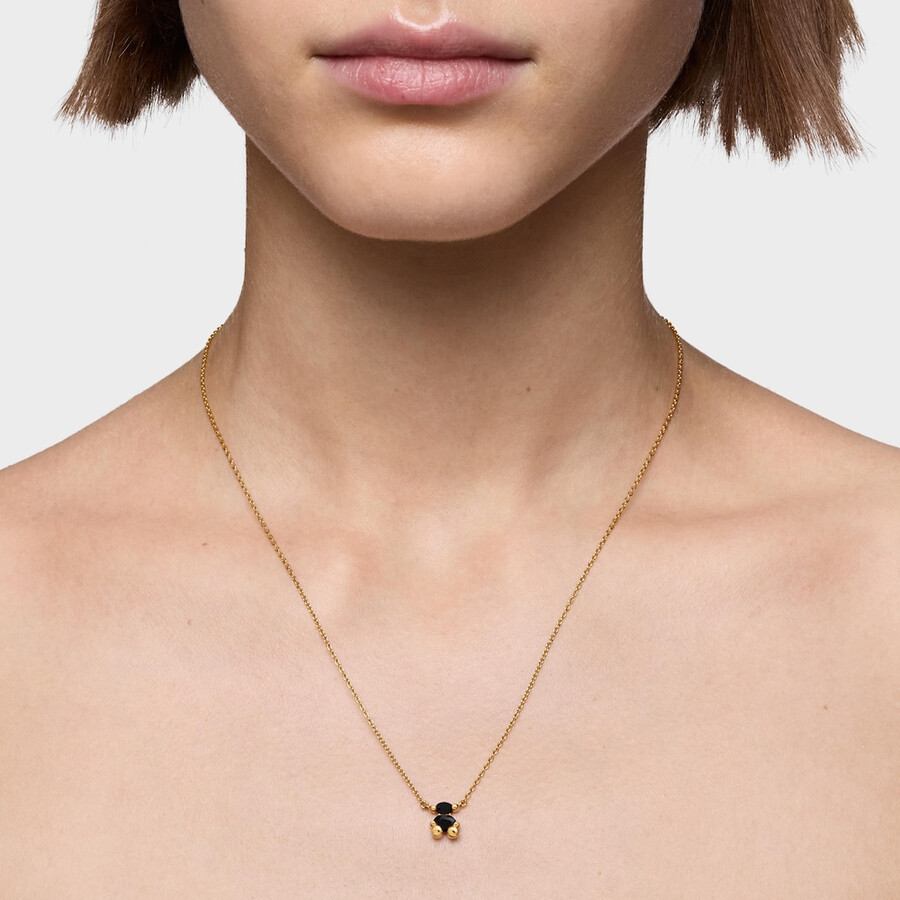 kurze halskette aus 18-karätig vergoldetem silber mit onyx-bärenmotiv farbe bär.
