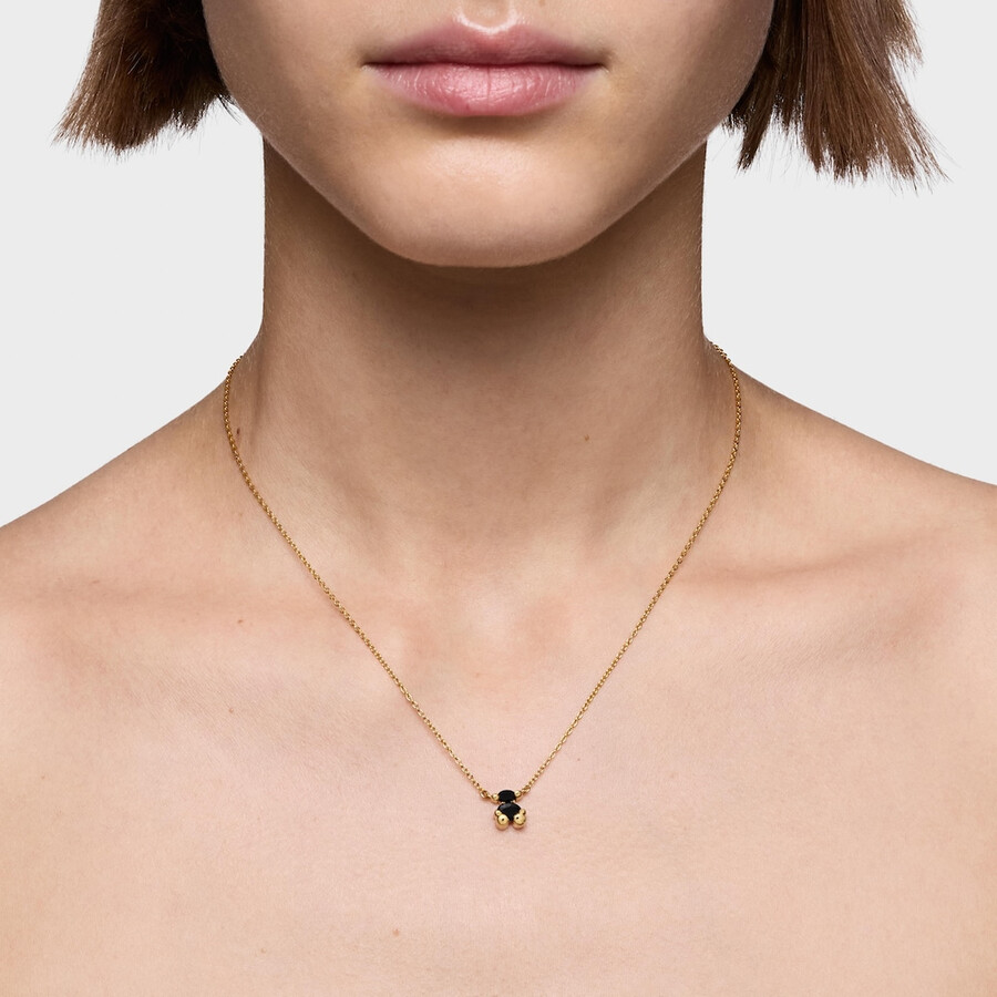 kurze halskette aus 18-karätig vergoldetem silber mit onyx-bärenmotiv farbe bär.