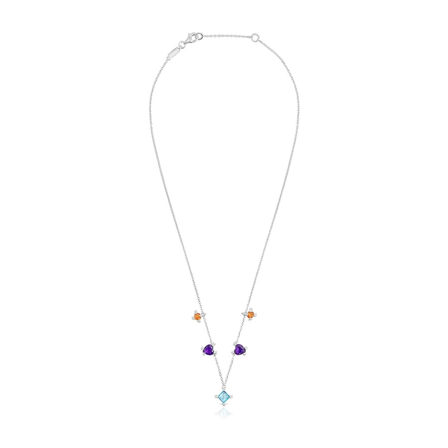 silbernes choker-halsband mit edelsteinen farbpillen