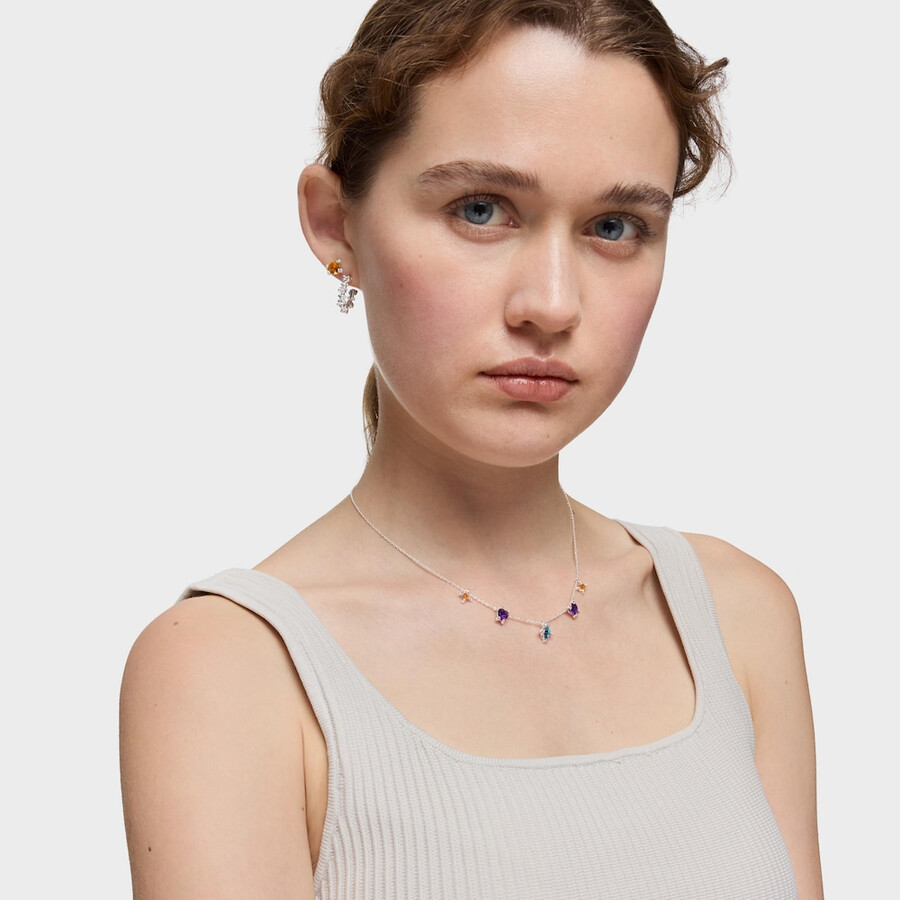 silbernes choker-halsband mit edelsteinen farbpillen