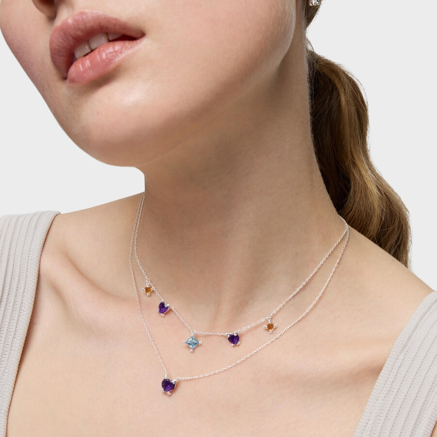 silbernes choker-halsband mit edelsteinen farbpillen