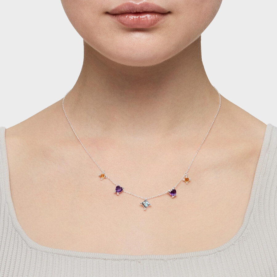 silbernes choker-halsband mit edelsteinen farbpillen