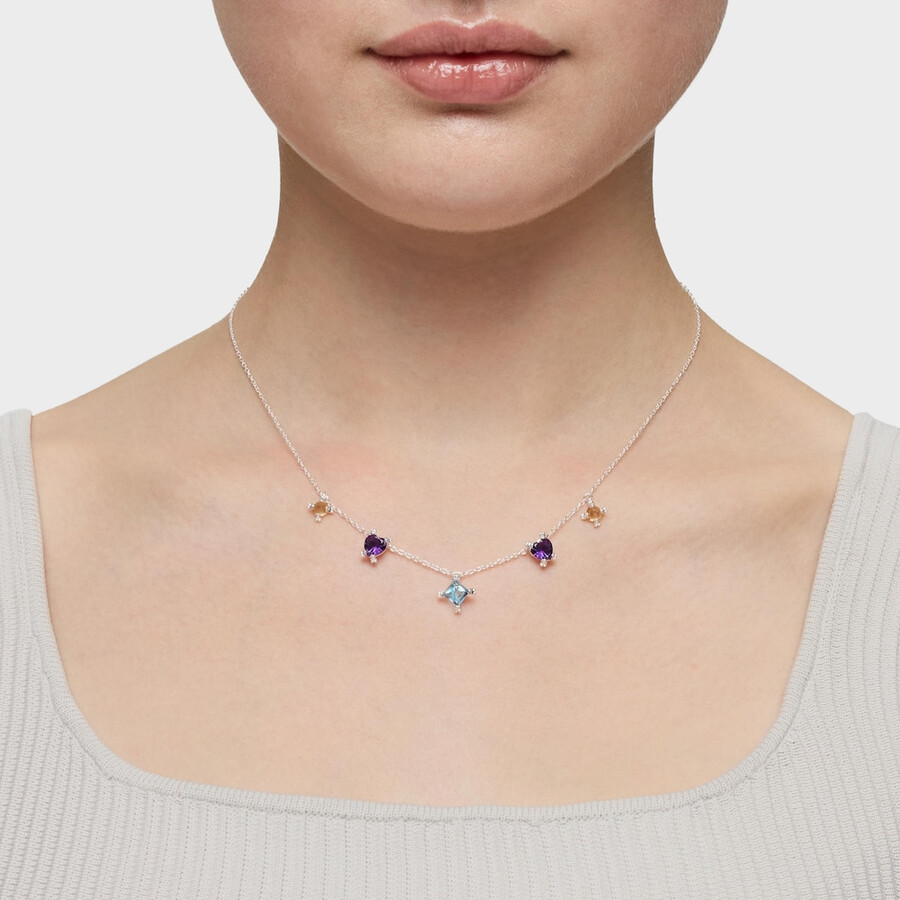 silbernes choker-halsband mit edelsteinen farbpillen