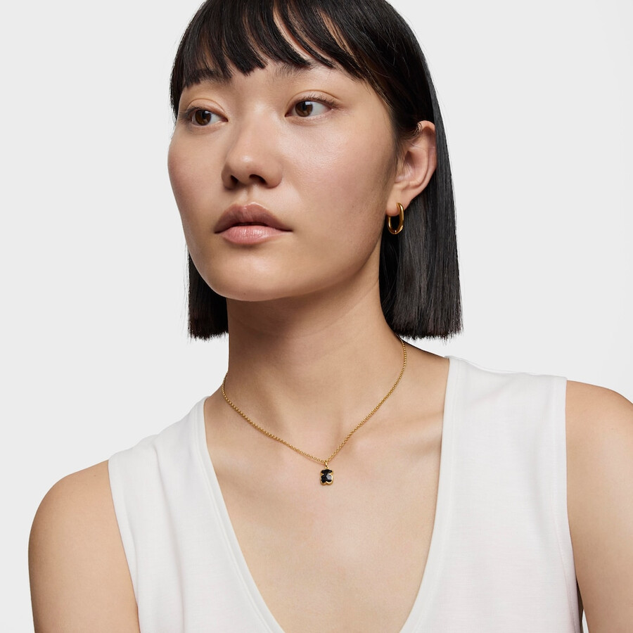 kurze halskette aus 18-karätig vergoldetem silber mit onyx-bärenmotiven tous icon color