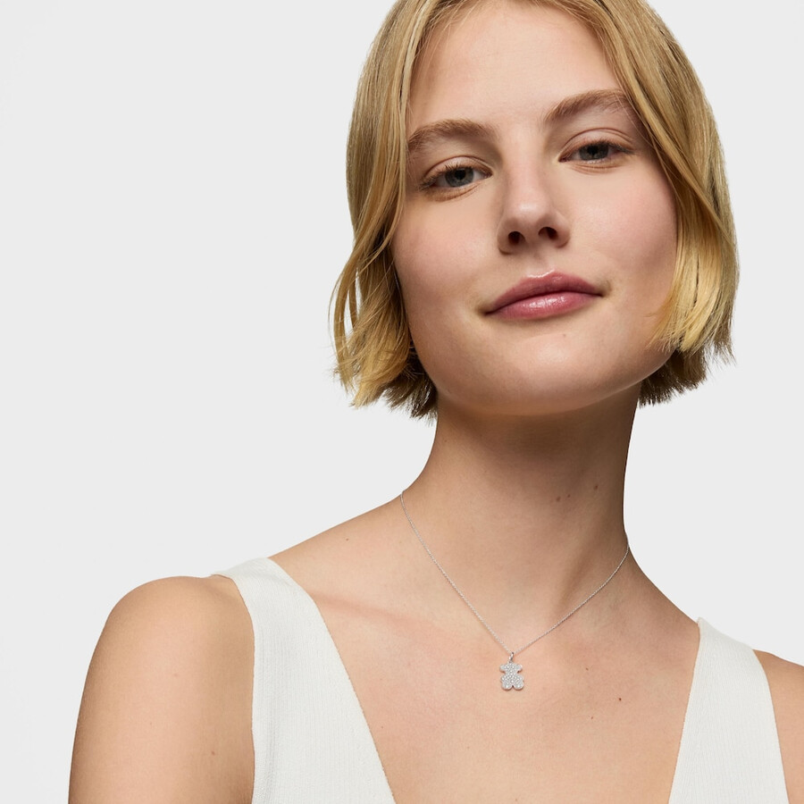 kurze 16 mm bärenhalskette aus weißgold mit diamanten von icon gems