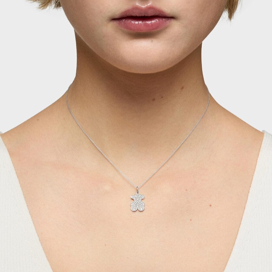 kurze 16 mm bärenhalskette aus weißgold mit diamanten von icon gems