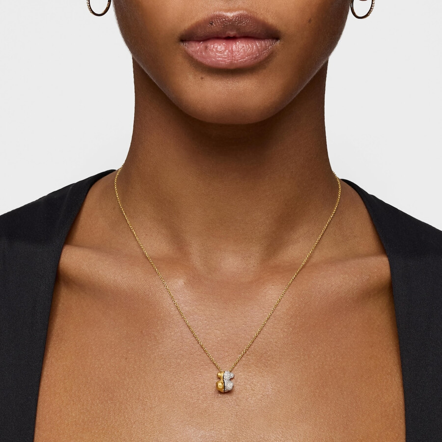 kurze doppelbären-halskette aus gold und weißgold mit diamanten modell bold bear