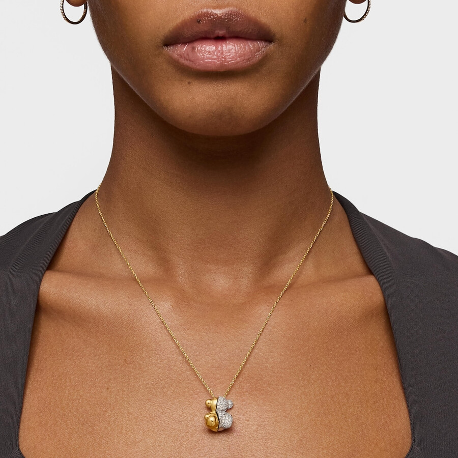 kurze doppelbären-halskette aus gold und weißgold mit diamanten modell bold bear