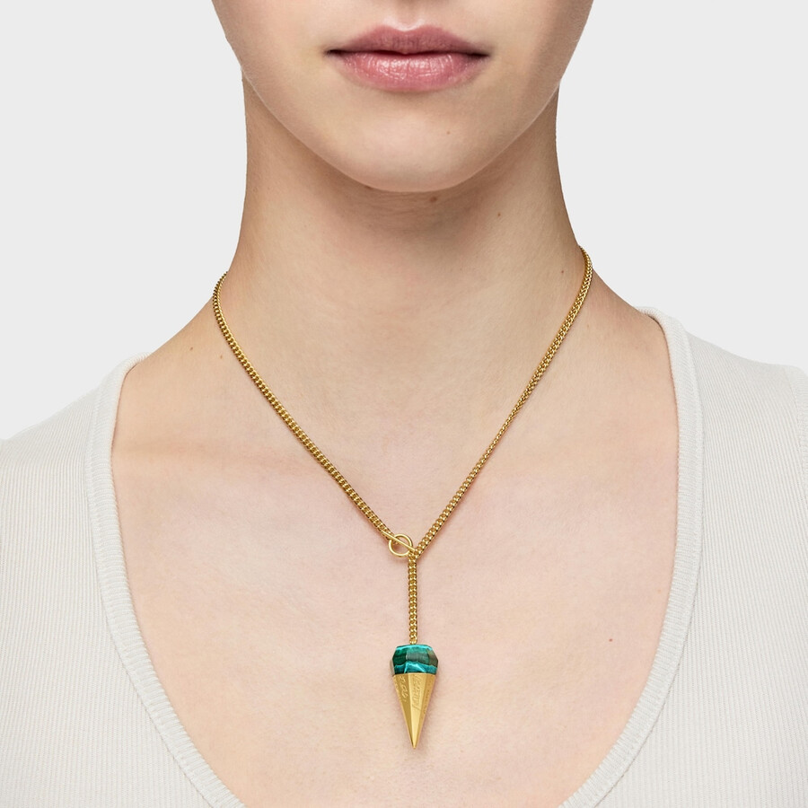 kurze halskette aus 18-karätigem gold über silber mit chrysokoll-malachit von tous x lea colombo