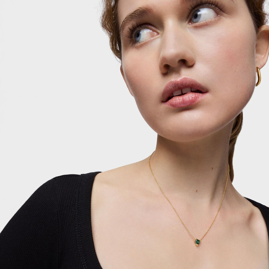 kurze halskette aus 18-karätigem gold über silber mit im labor gezüchtetem smaragd „garden of love lgg