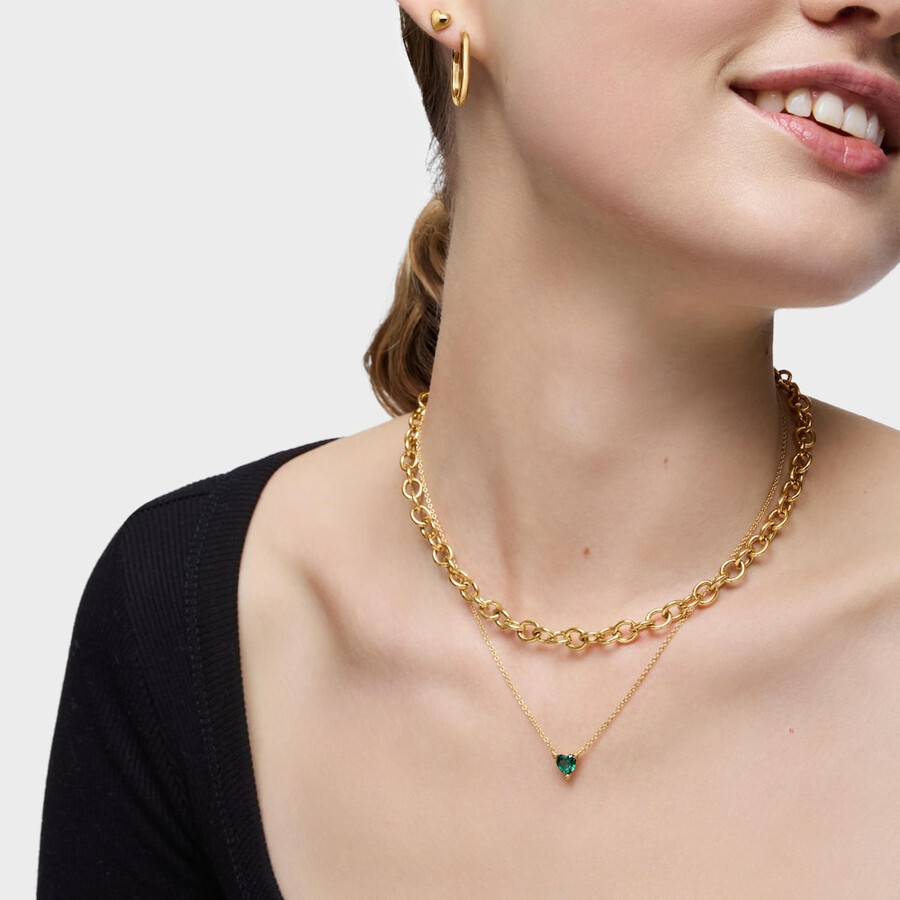 kurze halskette aus 18-karätigem gold über silber mit im labor gezüchtetem smaragd „garden of love lgg