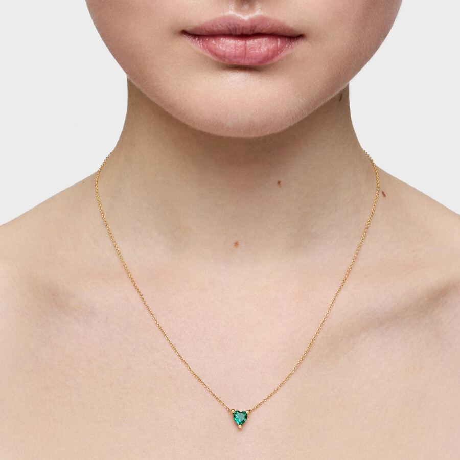 kurze halskette aus 18-karätigem gold über silber mit im labor gezüchtetem smaragd „garden of love lgg