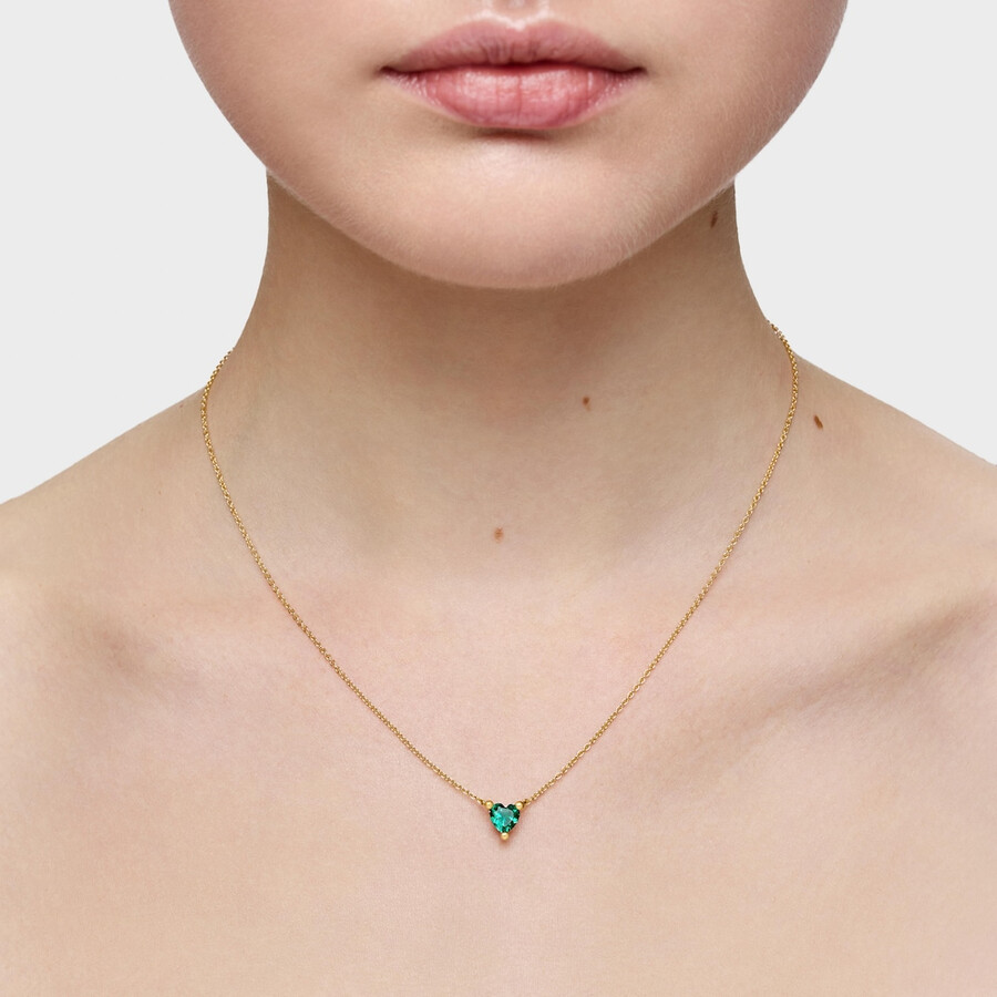 kurze halskette aus 18-karätigem gold über silber mit im labor gezüchtetem smaragd „garden of love lgg