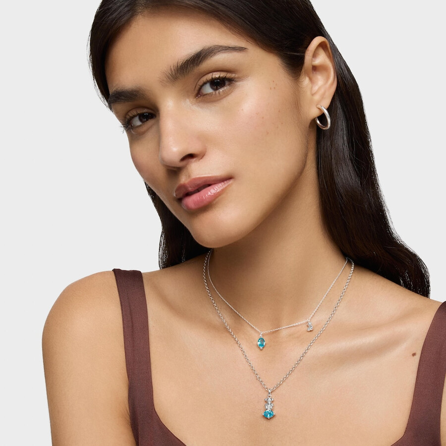 kurze silberne halskette mit bärenmotiv und im labor gezüchtetem blauen saphir bold bear lgg
